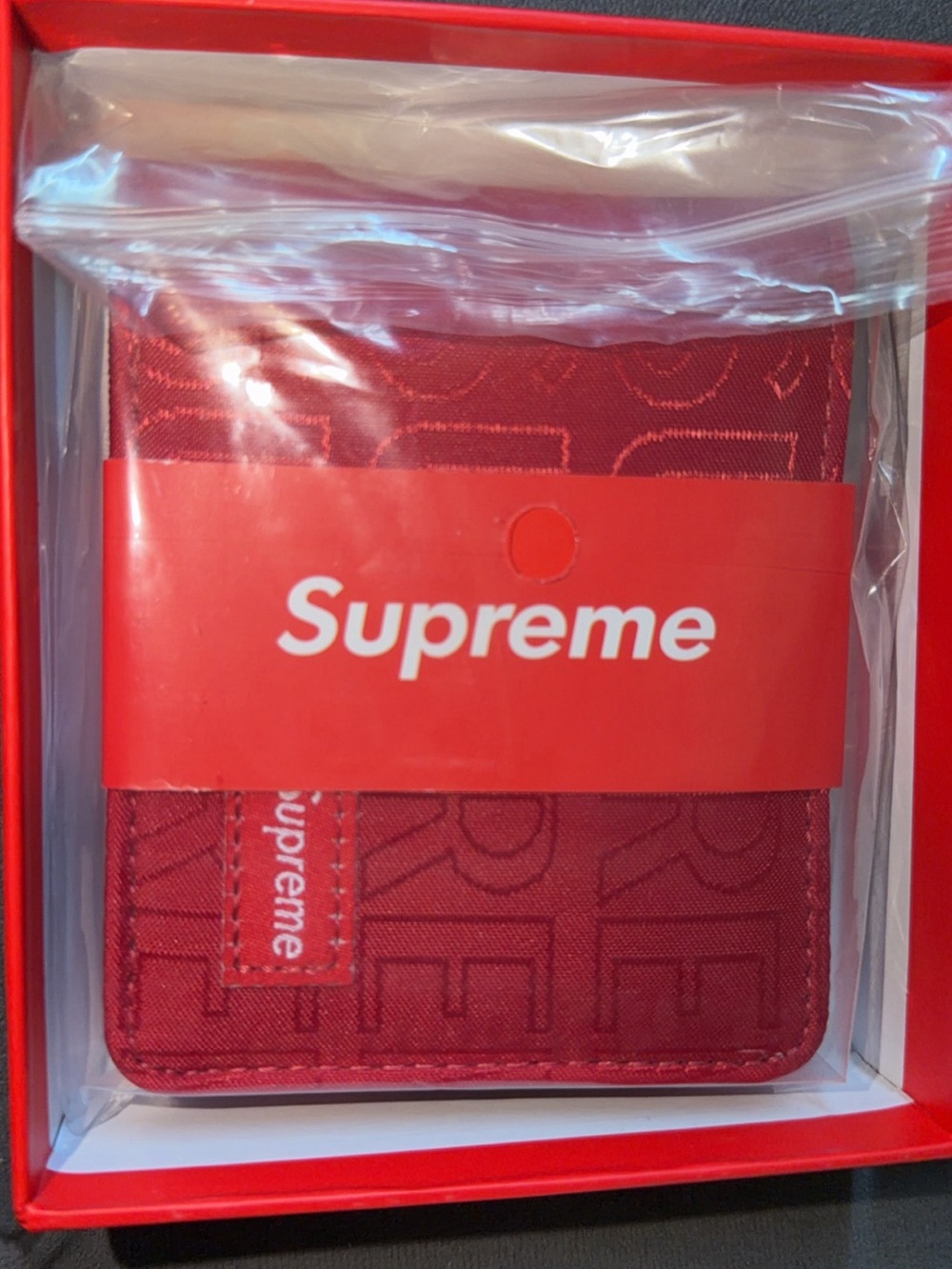 Supreme Red Monogram Bi-Fold Wallet